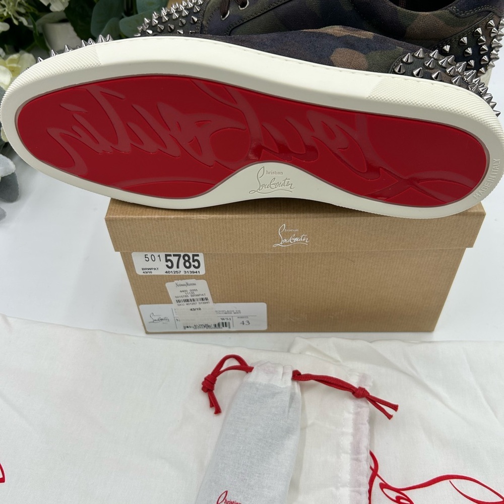 Men's Christian Louboutin SEAVASTE camouflage print sneakers size 43 made Italy - Picture 9 of 11